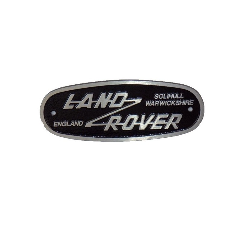 Logo Arrière " LAND-ROVER " en Alu GRIS sur fond NOIR