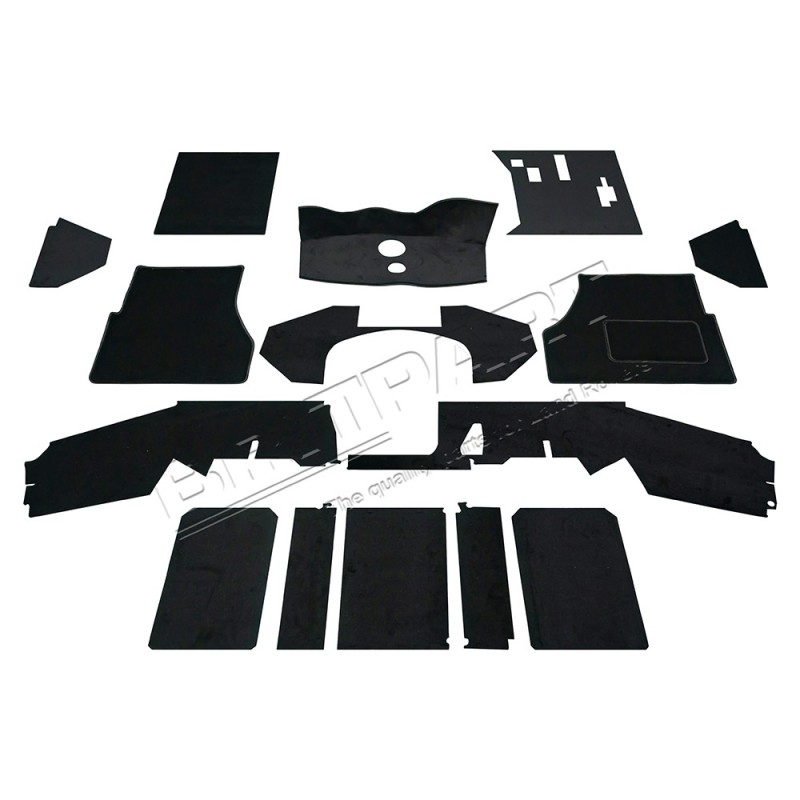 Kit de Moquette Avant NOIRE pour : DEFENDER 90/110/130 D-TD-TDi 200 