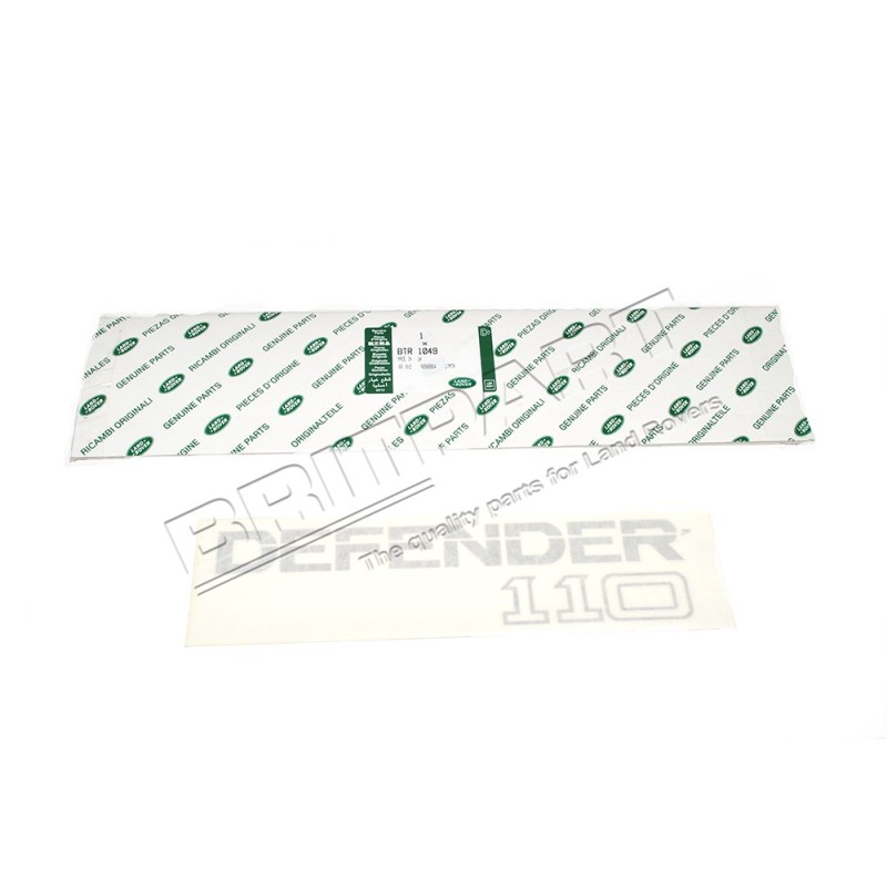 Autocollant " DEFENDER 110 " couleur ARGENTÉ sur fond CLAIR