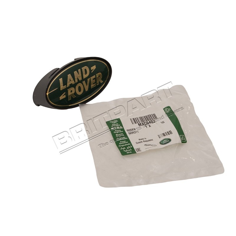 Logo " LAND-ROVER " couleur OR sur fond VERT de la Calandre Monté jusqu'en 1998